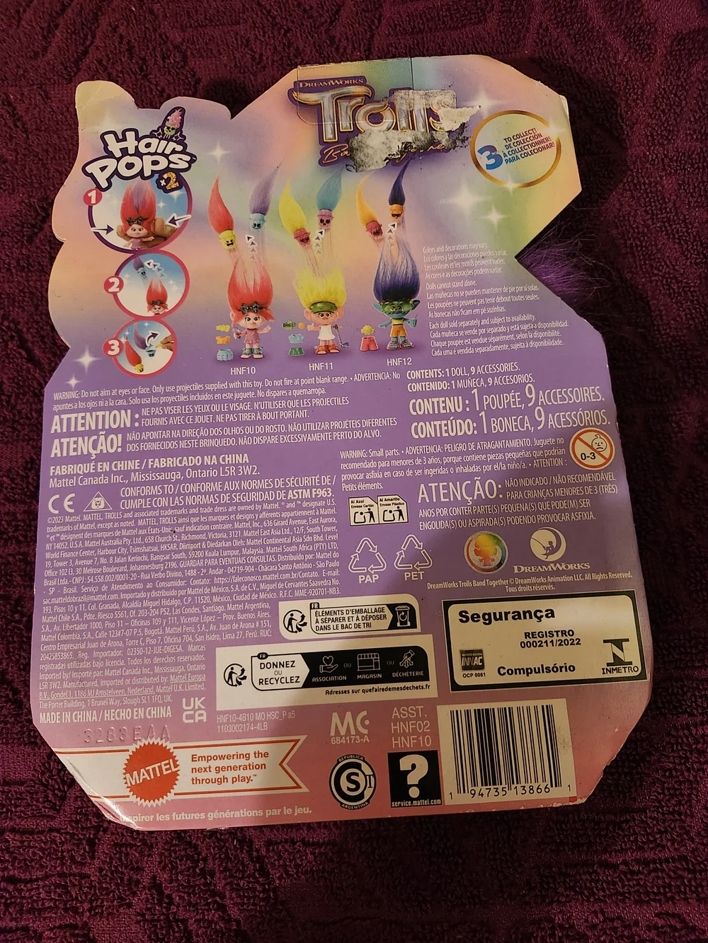 Trolls Pink Hair Pops Mini Figure Playset with Blue and Yellow Accessories
